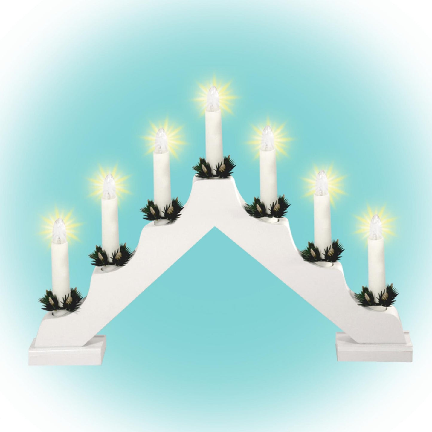 Home KAD 03 gyertyapiramis, 7 db izzó, fehér festett fa, L7D
