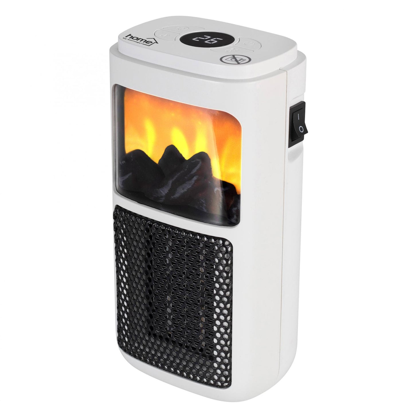 Home FKH 401 hordozható elektromos mini kerámia fűtőtest, 400W, elektronikus termosztát, lángeffekt, fehér