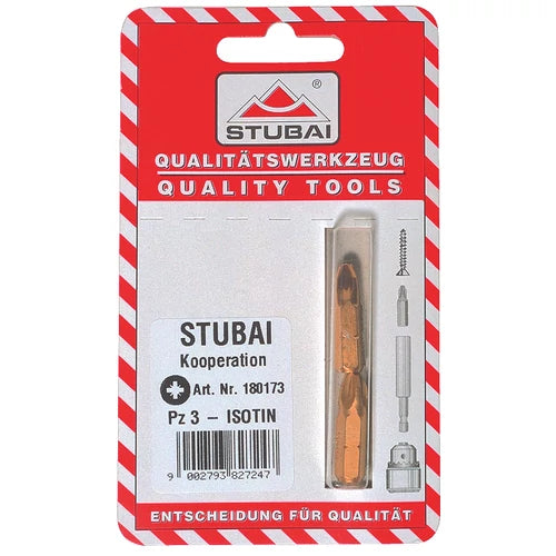 STUBAI Csavarhúzó betét TIN-bevonattal SB-kartonon (több méretben)