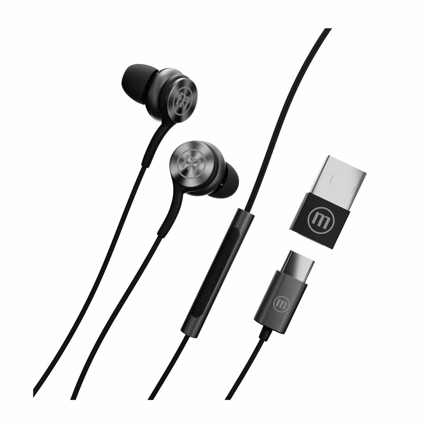 Maxell 348531 XC-1 USB-C fülhallgató, USB-C, 95 dB, 32 Ohm, beépített mikrofon, fekete