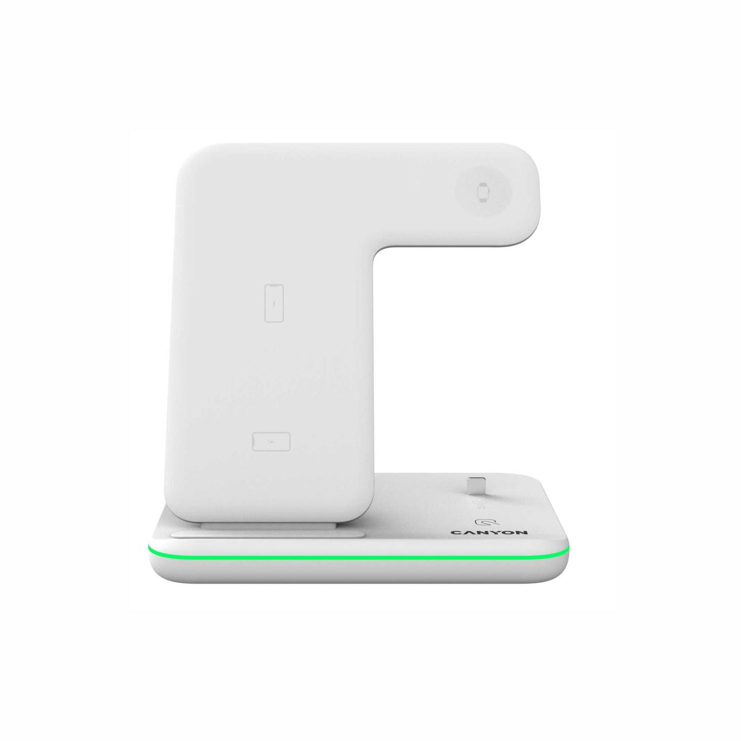 CANYON CNS-WCS302W 3in1 vezeték nélküli töltő, Qi szabvány, micro USB / lightning töltőport, fehér