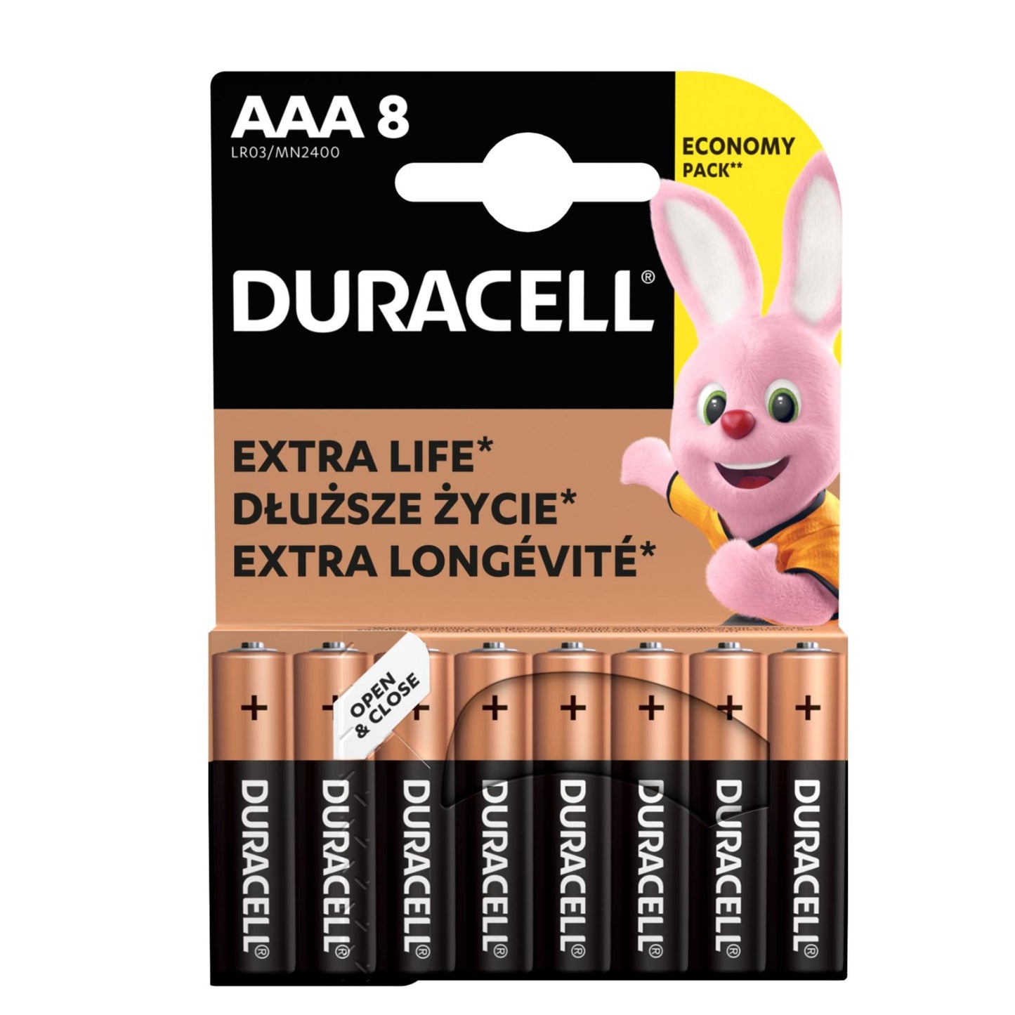 Duracell LR03 10PP110026 AAA alkáli elem, 1,5 V feszültség, 8db/bliszter