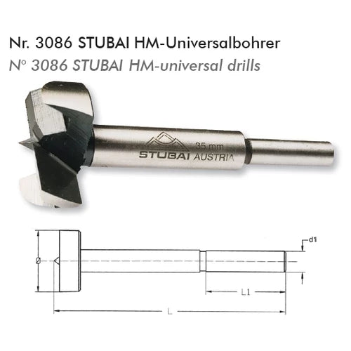 STUBAI Fenékfúró HM, 23mm