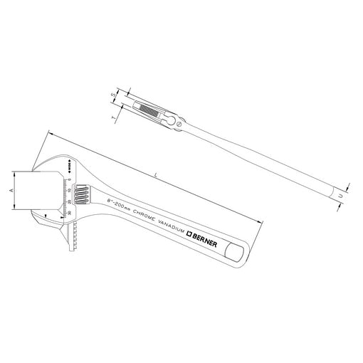 Berner Állítható csavarkulcs „Chrome”– megfordítható pofával