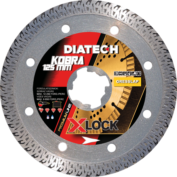 Kobra 125x22,2x10 mm gyémánt vágótárcsa, greslap, gránitlap, kerámia