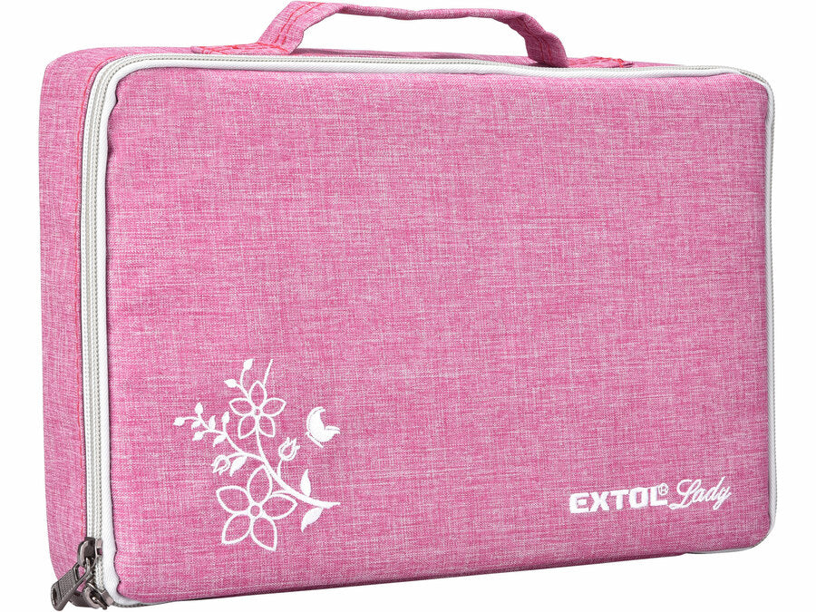 Extol Akkus fúrócsavarozó, rózsaszín, 12V Li-ion, 1300mAh, táskában