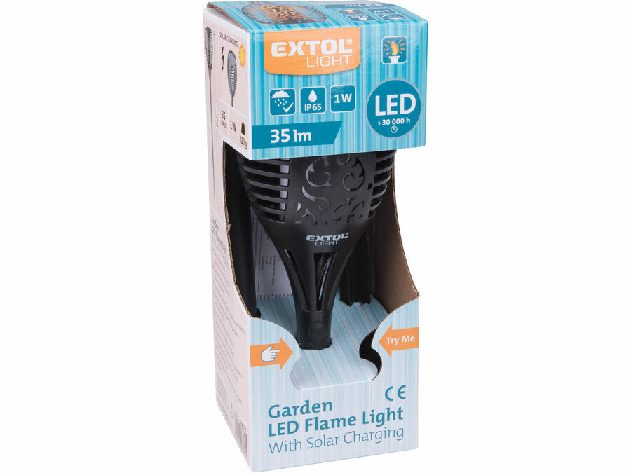 Extol Kerti LED lámpa, lángoló fáklya hatással, 79cm, napelemes töltés, 35lm