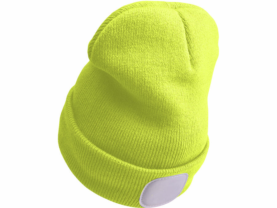 Extol Sapka homloklámpával 45lm, tölthető, USB, fluoreszkáló sárga, univerzális méret