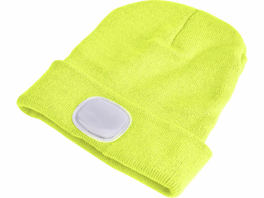 Extol Sapka homloklámpával 45lm, tölthető, USB, fluoreszkáló sárga, univerzális méret