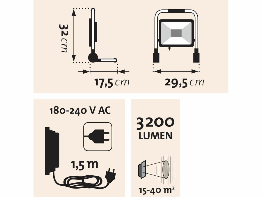 Extol LED reflektor, 3200lm, állvánnyal