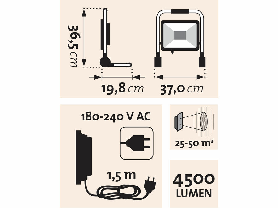 Extol LED reflektor, 4500lm, állvánnyal