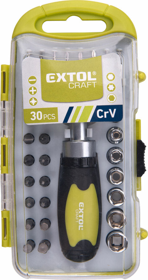 Extol Racsnis BIT és dugókulcs készlet, 30db-os