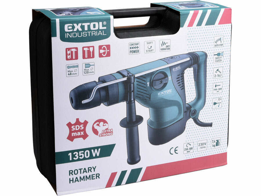 Extol Fúró- és vésőkalapács, rezgéscsillapító rendszer, SDS MAX, 14J