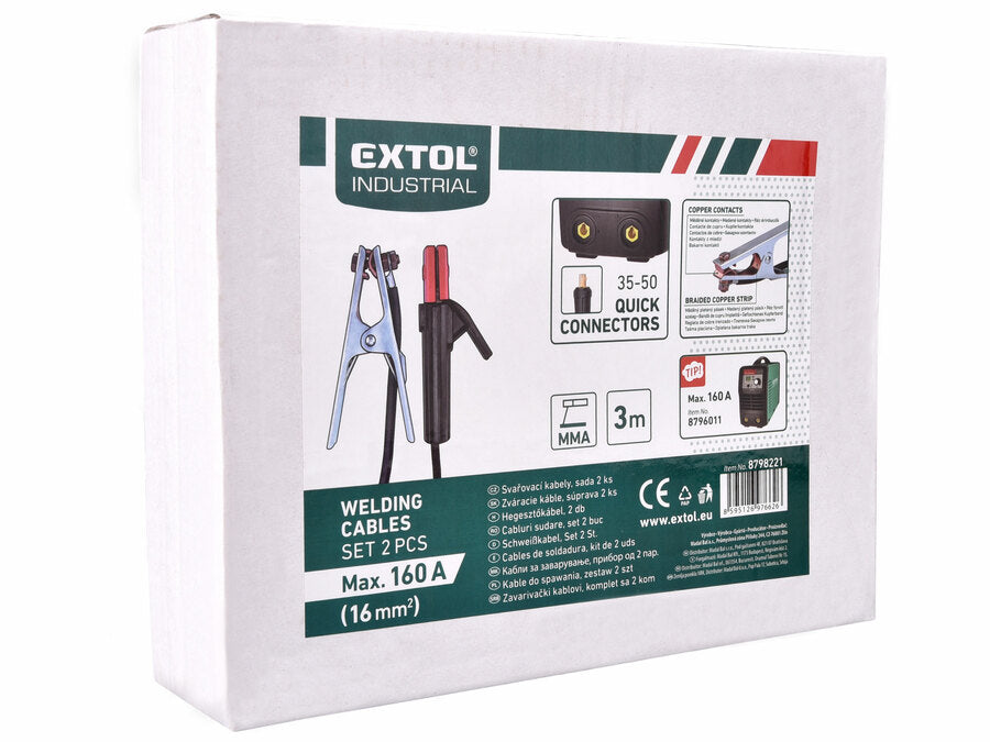 Extol Munkakábel, 2db-os készlet, 16mm2, 3m, 35-50, fogó 200A