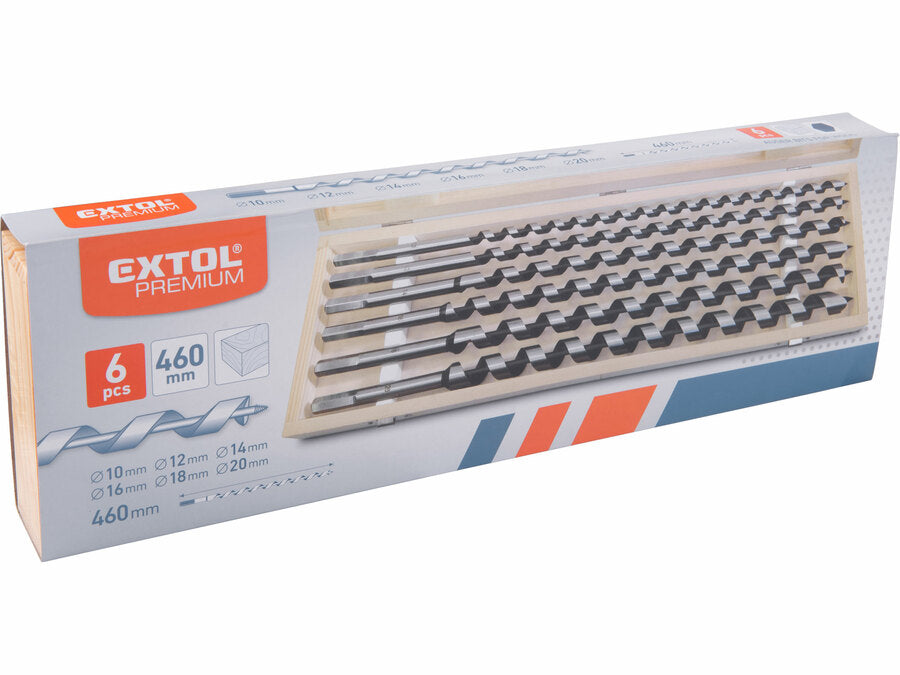 Extol Fafúró klt. 6 db-os, 10-20×460mm, csavaros heggyel