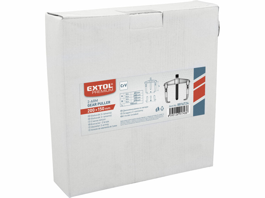 Extol Csapágylehúzó, 2 karmú, kovácsolt, 200×150mm (átmérő×hossz)
