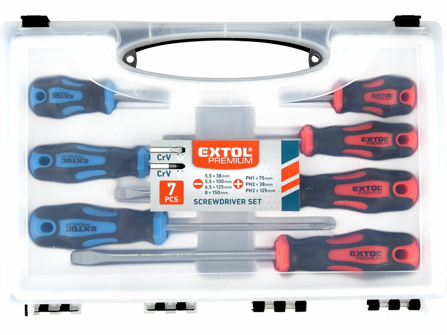 Extol Csavarhúzó, 7db-os készlet, 4x(-),3x(PH), CrV