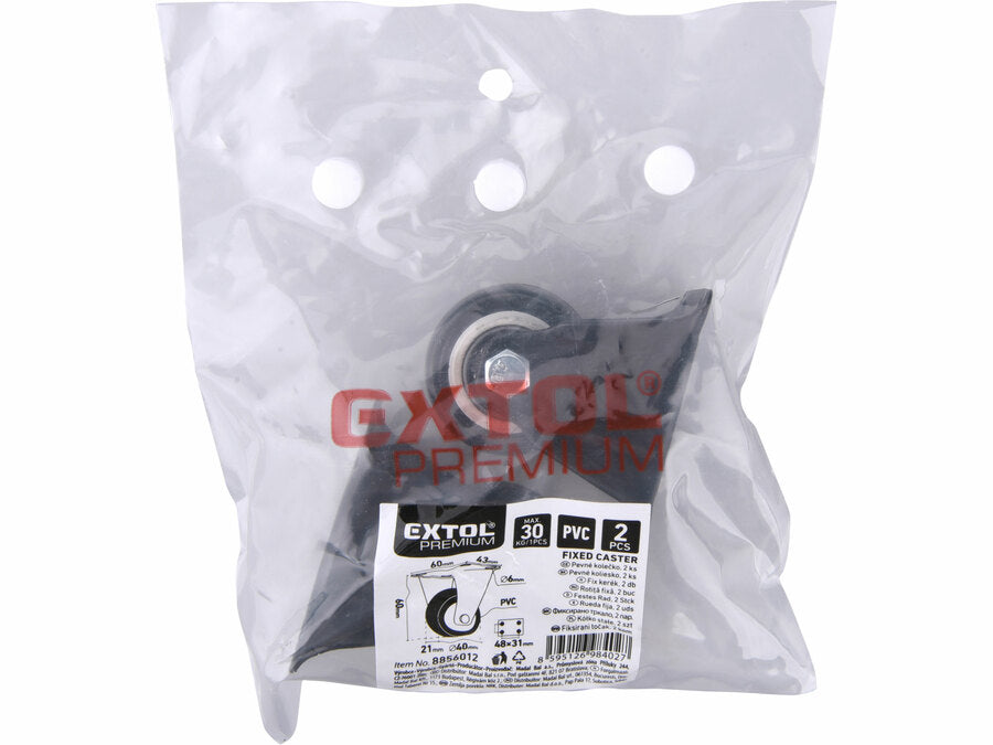 Extol Készülékgörgő 2 db, fix, fekete PVC, 40mm