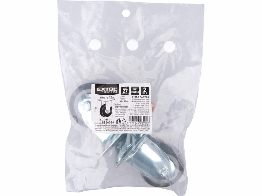 Extol Készülékgörgő 2 db, fix, szürke gumi, 50mm
