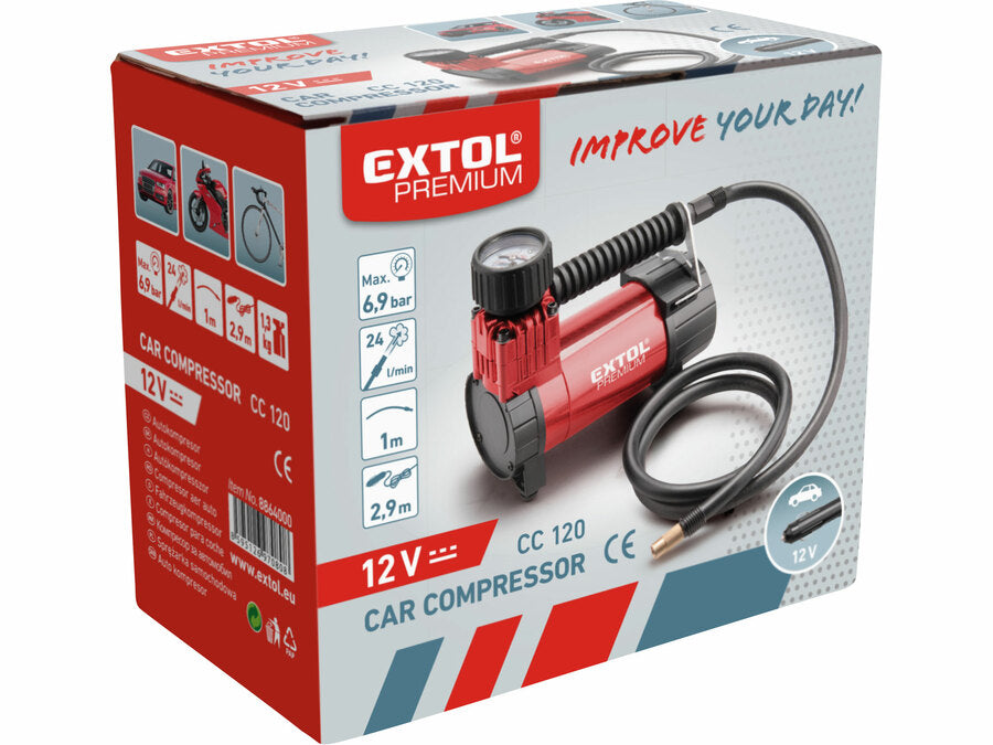 Extol Autó kompresszor 12V, 12V, 6,9bar