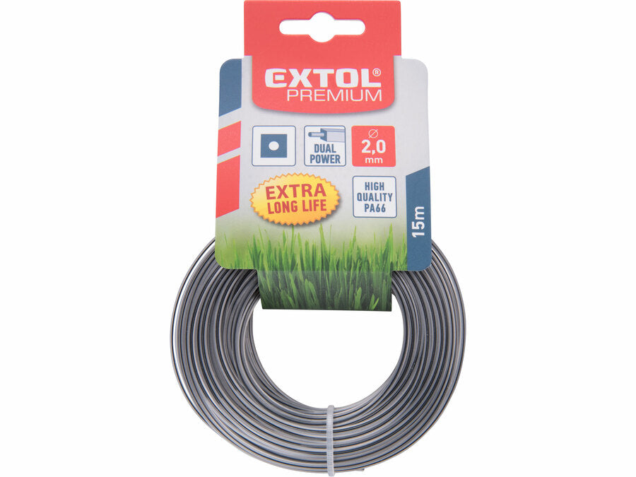 Extol Damil szegélynyíróhoz, négyszögletes profilú, 2mm, 15m, PA66