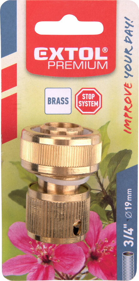 Extol Gyorscsatlakozó, 3/4“, STOPPOS, SÁRGARÉZ