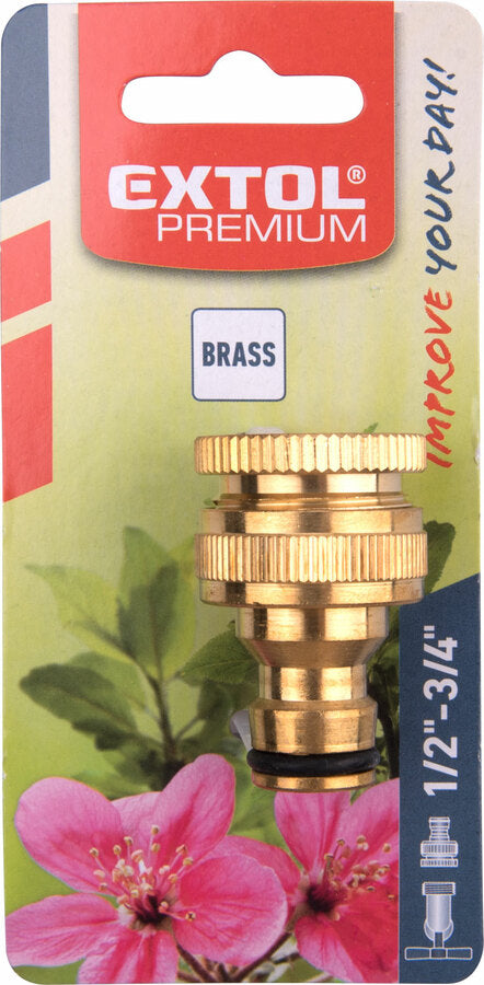 Extol Kuplung csatlakozó, 1/2"-3/4“, SÁRGARÉZ