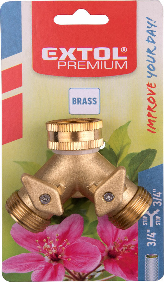 Extol Elzárható Y-csatlakozó, 3/4", SÁRGARÉZ