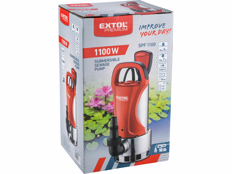 Extol Szennyvíz búvárszivattyú, 1100W, 18500l/óra