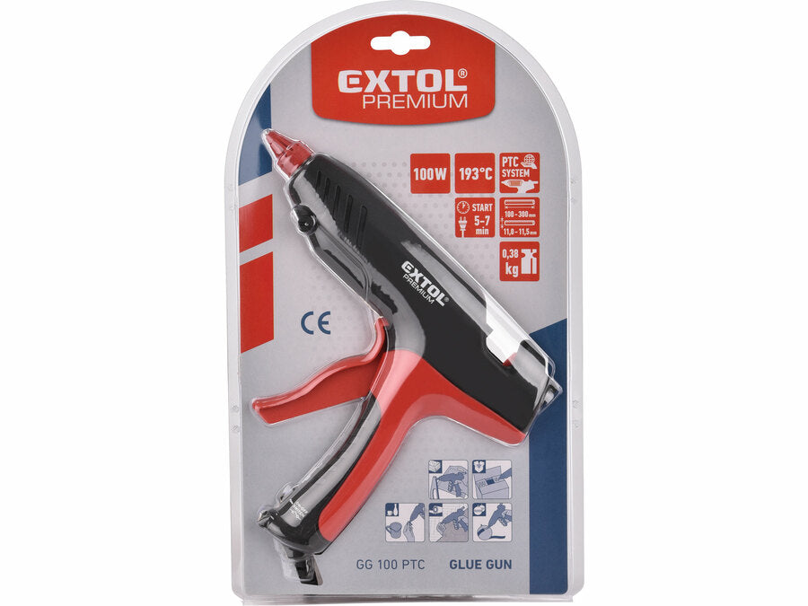 Extol Melegragasztó pisztoly, 100W, kerámia melegítő, PTC, stift átm: 11-11,5mm