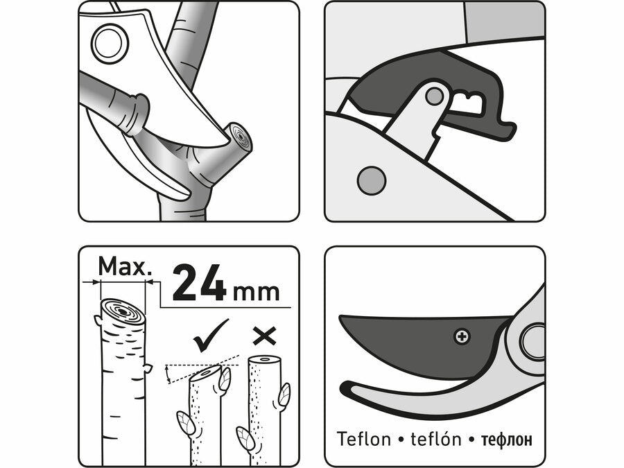 Extol Metszőolló racsnis 205mm, teflonos vágóél