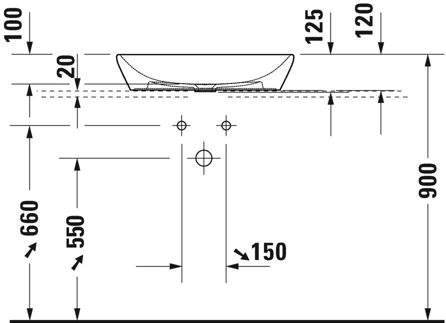 Duravit D-Neo mosdótál 600 mm ovális