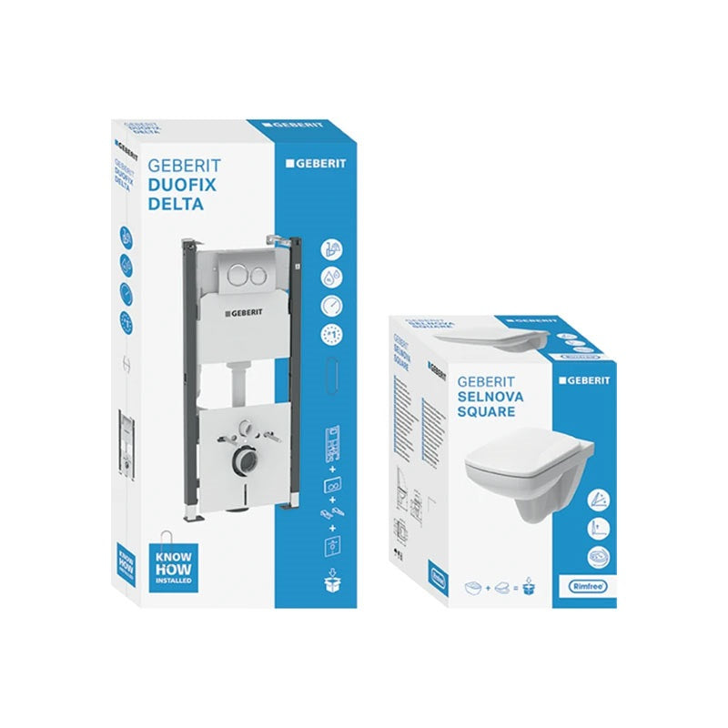 Geberit Duofix wc szett delta 20 króm "g30" /szerelőkeret + nyomólap + zajcsökkentő + fali rögzítő + wc csésze + ülőke/