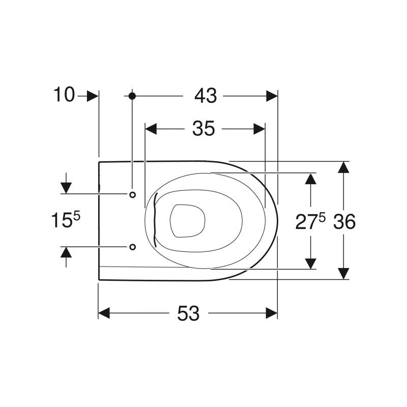 Geberit ÚJ iCon fali WC mélyöblítésű, zárt forma, Rimfree, T=53 cm, Fehér