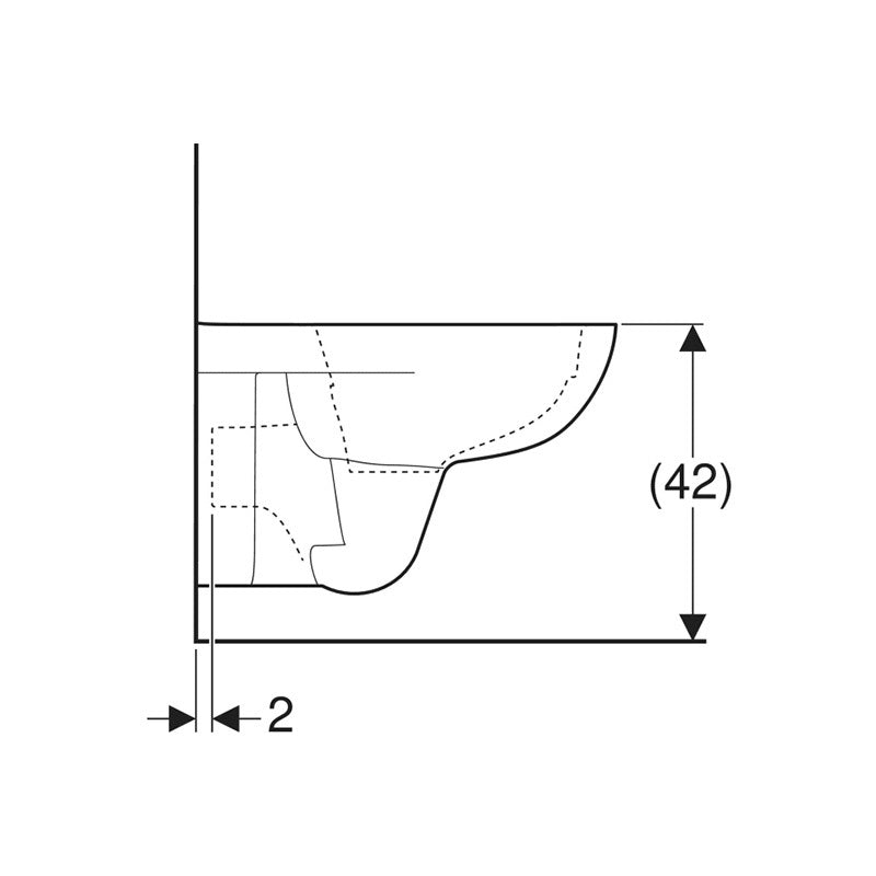 Geberit Selnova fali WC, mélyöblítésű, Rimfree, 53 cm