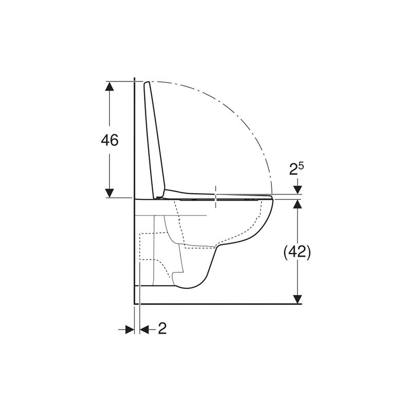 Geberit Selnova mélyöblítésű fali WC készlet 53 cm, Rimfree, lecsapódásgátlós, gyorskioldós WC-ülőkével, felső rögzítésű