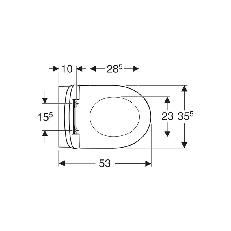 Geberit Selnova mélyöblítésű fali WC készlet 53 cm, Rimfree, lecsapódásgátlós, gyorskioldós WC-ülőkével, felső rögzítésű