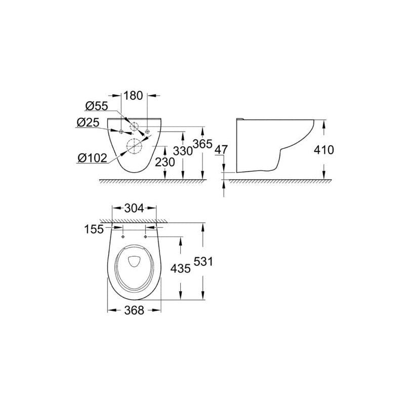 Grohe Bau Ceramic fali wc perem nélküli