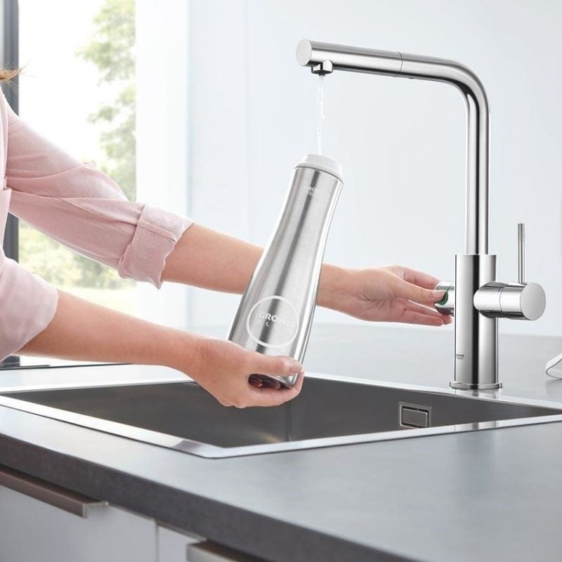 Grohe Blue Home L-kifolyós kezdőkészlet kihúzható gyöngyöztetővel, SuperSteel
