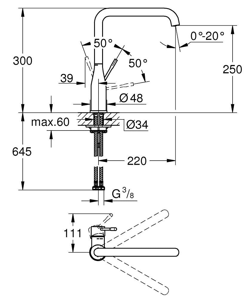Grohe Essence álló mosogatócsaptelep 1/2”, brushed cool sunrise