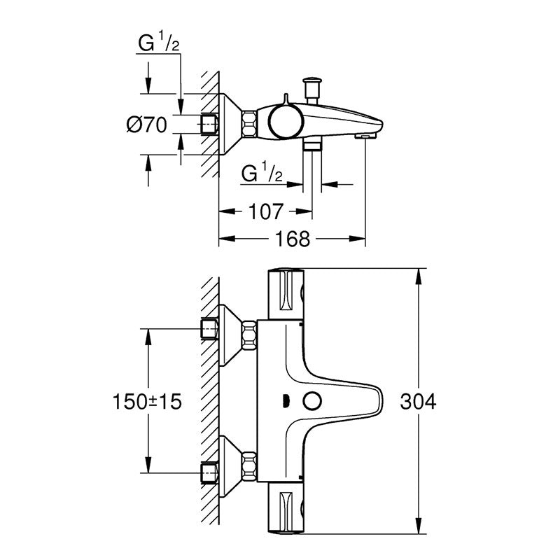Grohe Grohtherm 800 cosmopolitan termosztátos kádcsaptelep