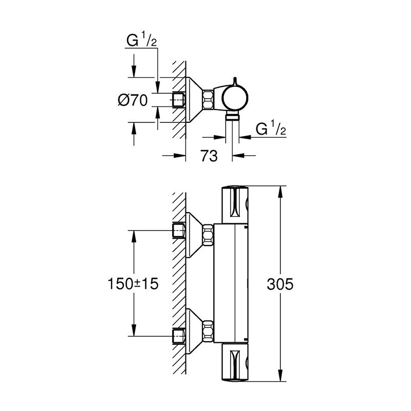 Grohe Grohtherm 800 termosztátos zuhanycsaptelep króm