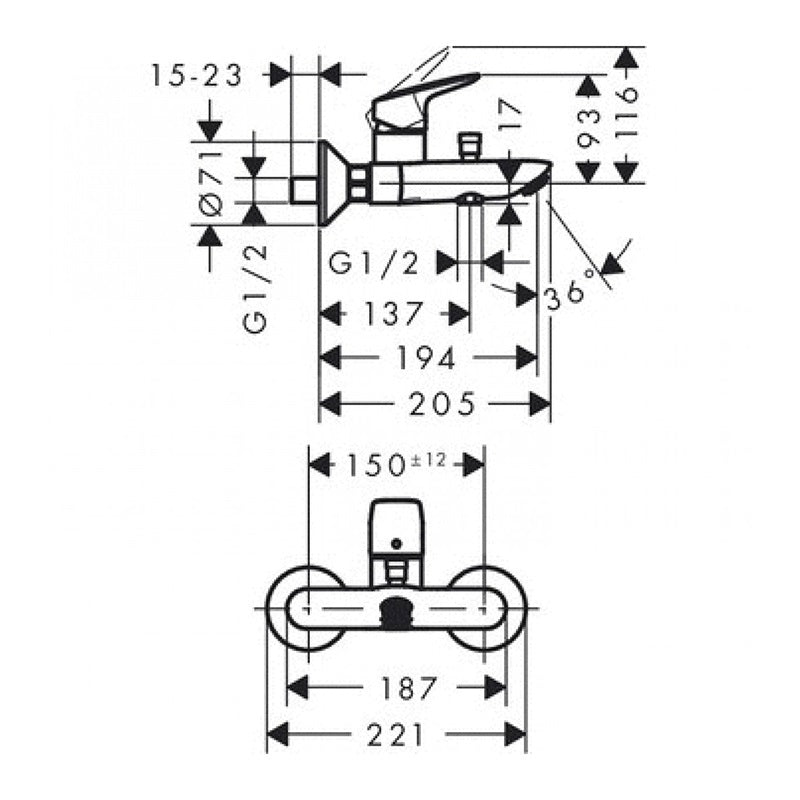 Hansgrohe Logis kádtöltő csaptelep, króm