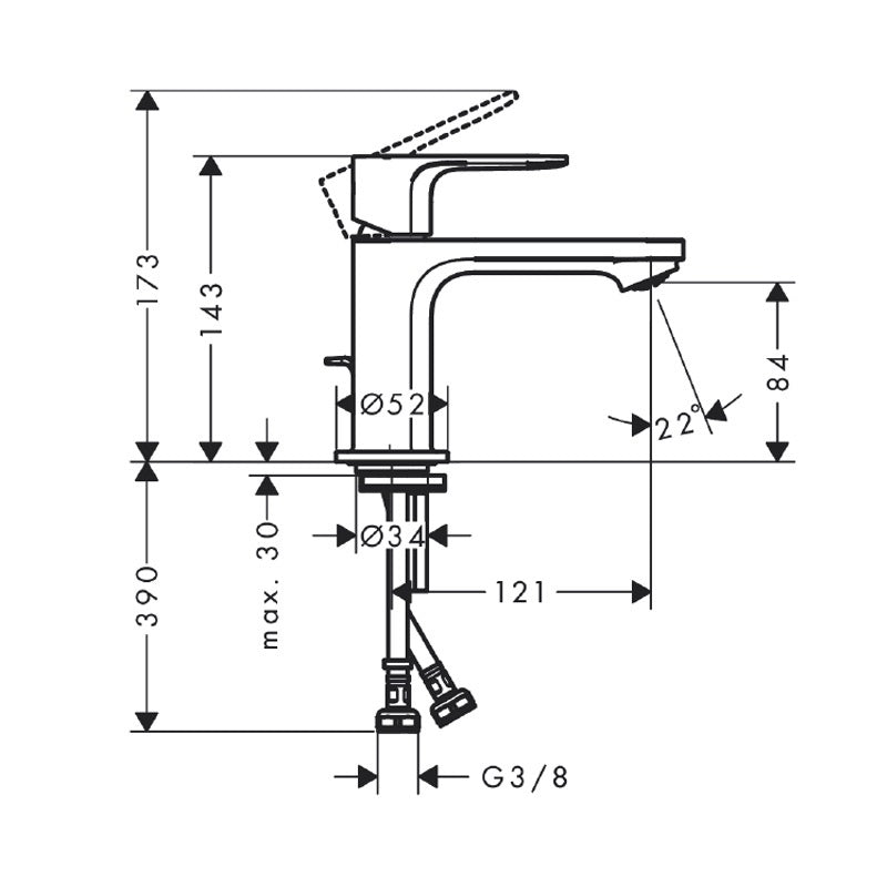 Hansgrohe Rebris S Egykaros mosdócsaptelep 80 CoolStart automata lefolyógarnitúrával