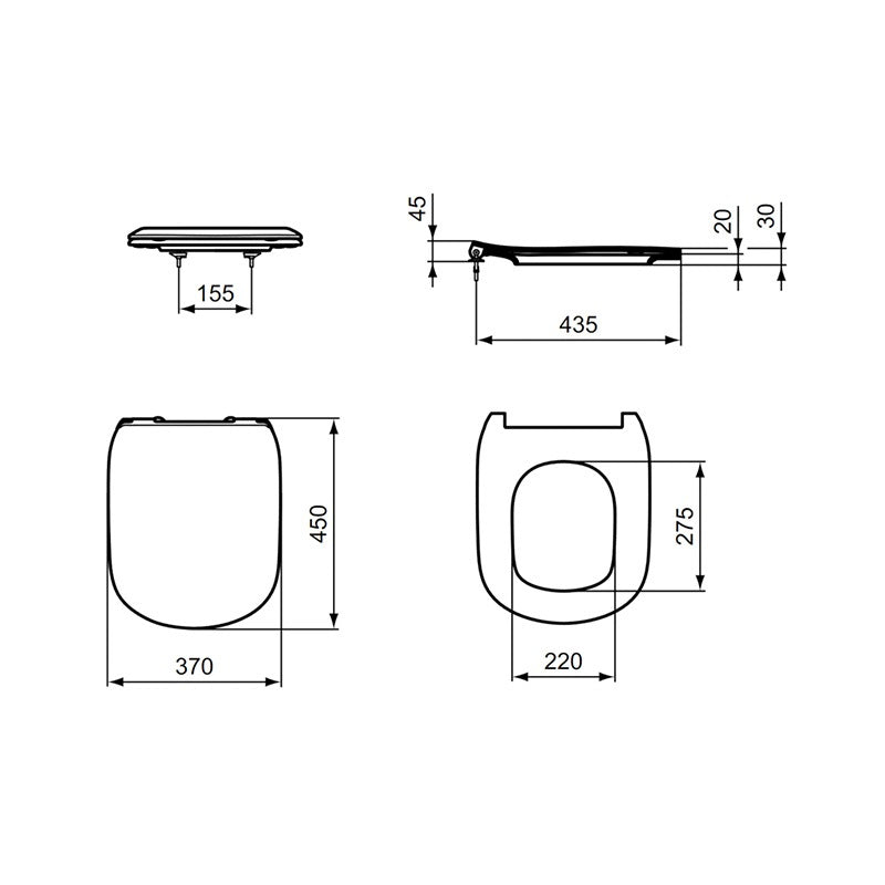 Ideal Standard Tesi wc ülőke, slim, soft close, take off, matt fekete