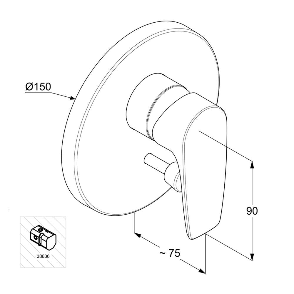 Kludi Pure&Solid egykaros, falsík alatti csaptelep