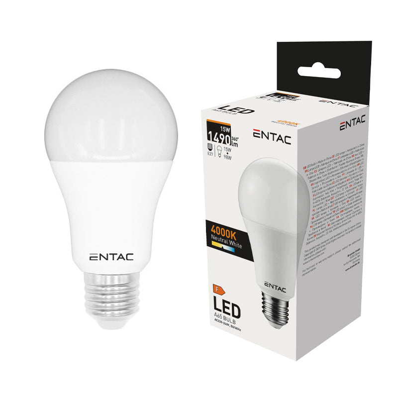 Izzó led E27 gömb 15W 4000K semleges 1490Lm fehér Entac