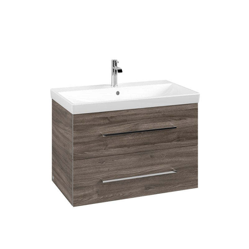 Villeroy & Boch Avento alsószekrény,2 kihúzható elem, mosdó középen, falra szerelhető, szögletes, stone oak
