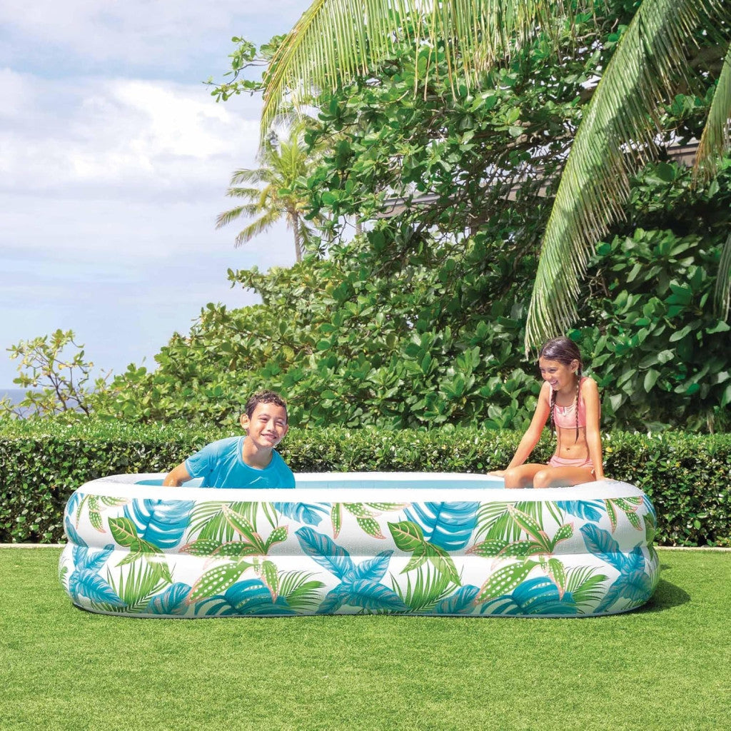 Családi medence, Intex Tropical Swim Center, 229 × 152 × 48 cm, többszínű, 600 literes, felfújható, trópusi mintával (57177)