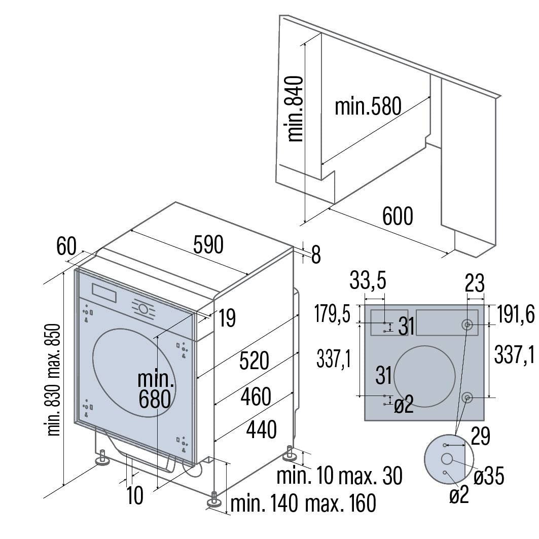 CATA - Beépíthető mosógép LI08015
